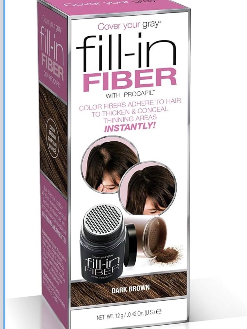 2 boxes Cover Your Gray Fibras Pro Fill-In con Procapil - dark brown